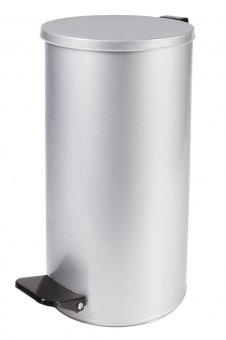 Урна для мусора с педалью 40 литров, УСИЛЕННОЕ, серая, оцинкованная сталь, ТИТАН