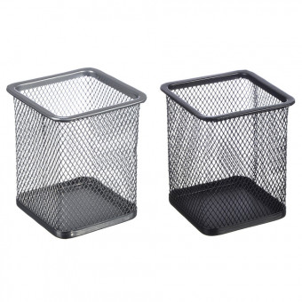 Стакан металлический квадрат, цвет ассорти, черн., серый, WENZER OFFiCE