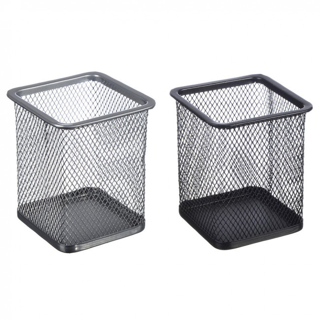 Стакан металлический квадрат, цвет ассорти, черн., серый, WENZER OFFiCE