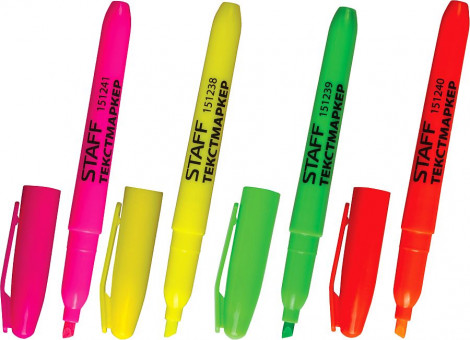 Набор текстовыделителей STAFF "Manager" 4 шт., АССОРТИ, линия 1-3 мм