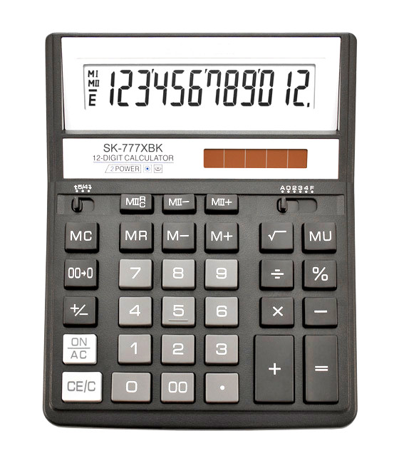 Калькулятор настольный 12-разрядный, большой, чёрный, размер:157 x 200 x 32 мм (SDC-888XBK-н) (Skainer)