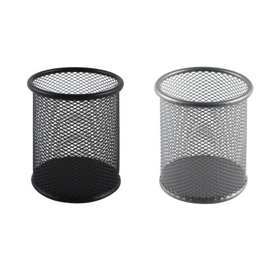 Стакан металлический круглый, цвет ассорти, черн., серый, WENZER OFFiCE