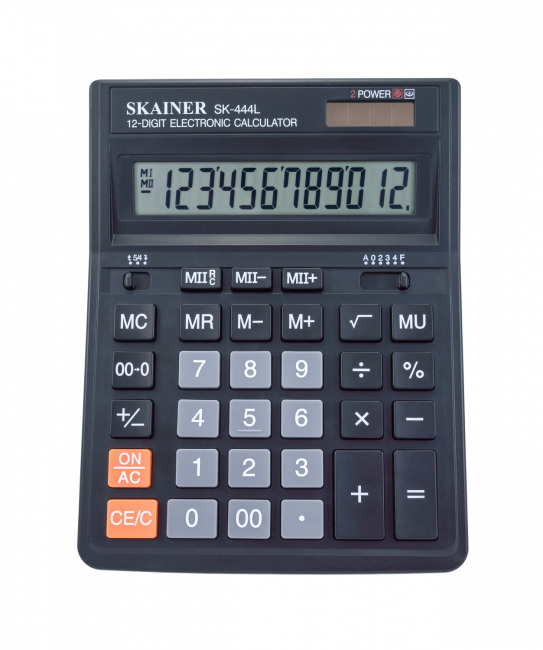 Калькулятор настольный 12-разрядный. большой,черный, размер: 157 x 200 x 32 мм (SDC-444s-н)  (Skainer)