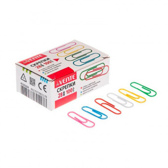 Скрепки металлические "deVENTE" овальные цветные 28 мм, 100 шт в картонной коробке