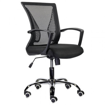 Кресло BRABIX "Wings MG-304", пластик черный, хром, сетка, черное