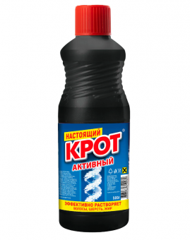 Средство для прочистки канализационных труб 500 мл КРОТ "Активный"