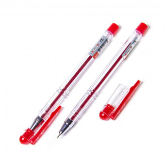 Ручка шариковая Todays "Ball Z 5", 0,7 мм, красная, игольчатый, металлизированный наконечник, грип, круглый, прозрачный, пластиковый корпус (10)