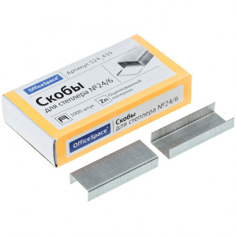 Скобы для степлера №24/6, оцинкованные (1000 шт), ТМ Officespace (10)