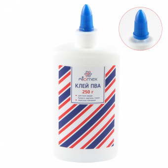 Клей ПВА 250мл, дозатор, морозоустойчивость Attomex/4041011 (6/48)