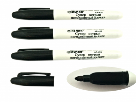 МАРКЕР ТОНКИЙ ЧЕРНЫЙ "ASMAR" (12)