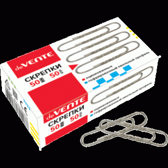 Скрепки 50мм металлические, гофрированные, оцинкованные, 50 шт, deVENTE/4135312 (10)