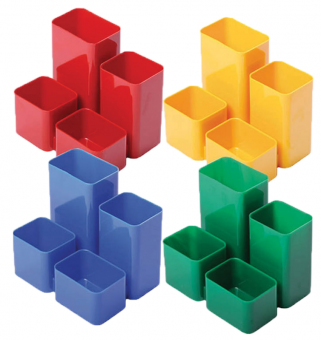 Настольная подставка СТАММ "Юниор", 86х108х102 мм, 4 отделения, ассорти, ОР305