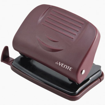 Дырокол "deVENTE. Stripe" (20 листов) пластиковый усиленный корпус, с линейкой, бордовый