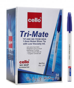 Ручка шариковая синяя 1,0мм "TRI-MATE". Cello/CL004-50 (50/1000)