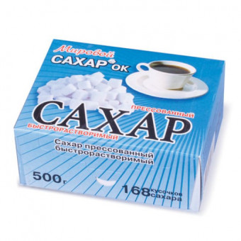 Сахар-рафинад 0,5 кг (168 кусочков, размер 12х14х15 мм), картонная упаковка