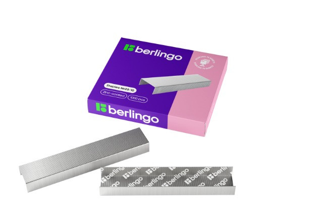 Скобы для степлера №23/10 Berlingo, оцинкованные, 1000шт.