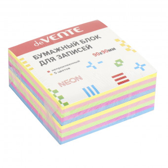 Куб бумажный для записей "deVENTE" 90x90x50 мм цветной, непроклеенный, офсет 80 г/м², 5 пастельных цветов, 10 слоев