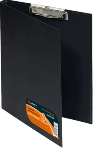 Папка-планшет с верх/зажимом с крышкой А4 PVC, корешок 10 мм, черный