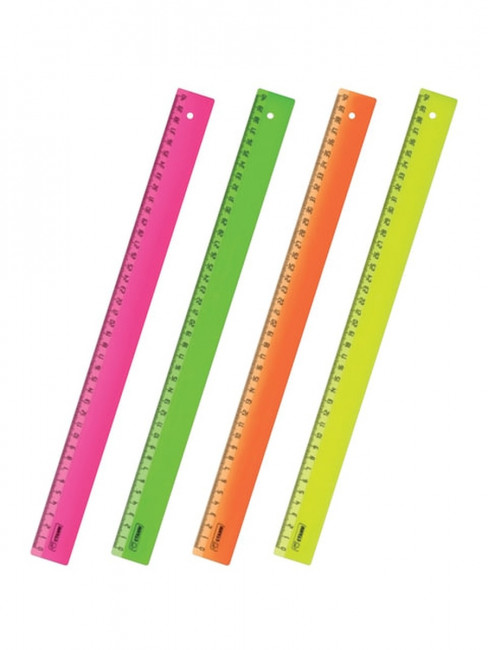 Линейка пластиковая 40 см, "Neon", непрозрачная, неоновая, ассорти (ЛН51)