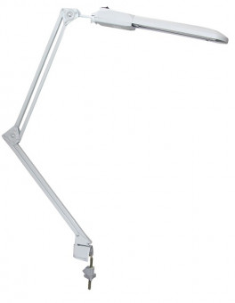 Настольная лампа светильник Дельта на струбцине, ЛЮМИНЕСЦЕНТНАЯ, цоколь 2G7, 11 Вт, белый