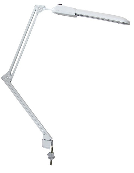 Настольная лампа светильник Дельта на струбцине, ЛЮМИНЕСЦЕНТНАЯ, цоколь 2G7, 11 Вт, белый