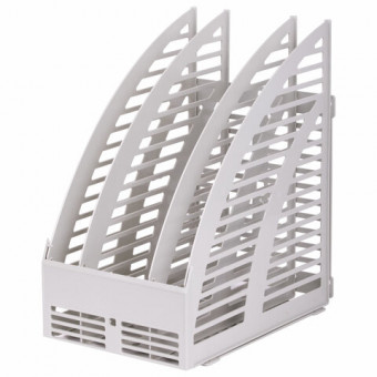 Лоток вертикальный для бумаг STAFF, 245х165х285 мм, 3 отделения, сетчатый, сборный, серый