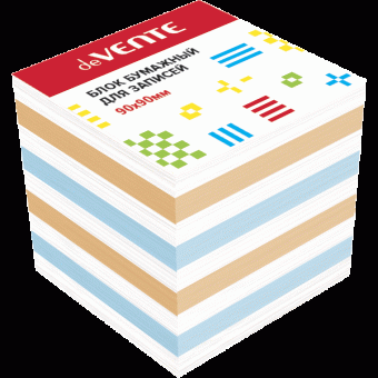 Куб бумажный для записей "deVENTE" 90x90x90 мм цветной, непроклеенный, офсет 100 г/м², белизна 92%