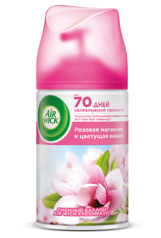 Сменный баллон для освежителя воздуха Airwick Freshmatic "Розовая магнолия и цветущая вишня", 250мл Сменный баллон для освежителя воздуха Airwick Freshmatic "Розовая магнолия и цветущая вишня", 250мл