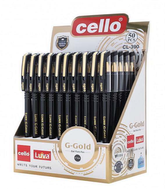 Ручка шариковая чёрная 0,7мм "G-GOLD" игольчатый стержень, Cello/CL390-50 (50/1200)