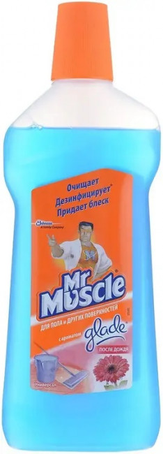 Мистер Мускул Очищает Дезинфицирует Придает Блеск После Дождя универсальное средство для пола и других поверхностей