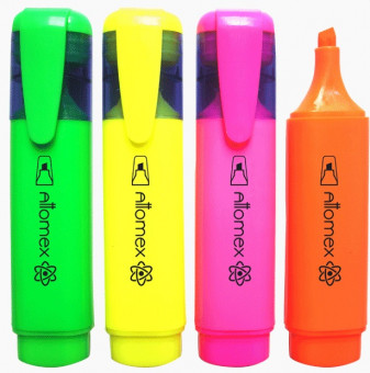 Набор маркеров-выделителей 1-5мм, 4 цв - плоский корпус с клипом, скошенный наконечник, Attomex/5045007-н Набор маркеров-выделителей 1-5мм, 4 цв - плоский корпус с клипом, скошенный наконечник, Attomex/5045007-н