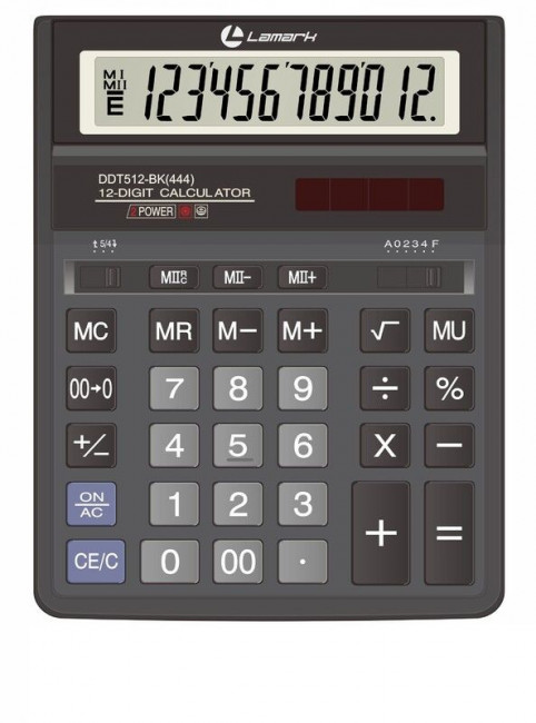 Калькулятор 12 разрядов, LAMARK большой настольный, 203х158х30,5, 2-ое питание, черный