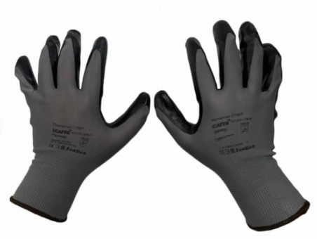 Перчатки нейлоновые SCAFFA "Старт", нитриловое покрытие (облив), размер 9, L (большой), 00-01018559