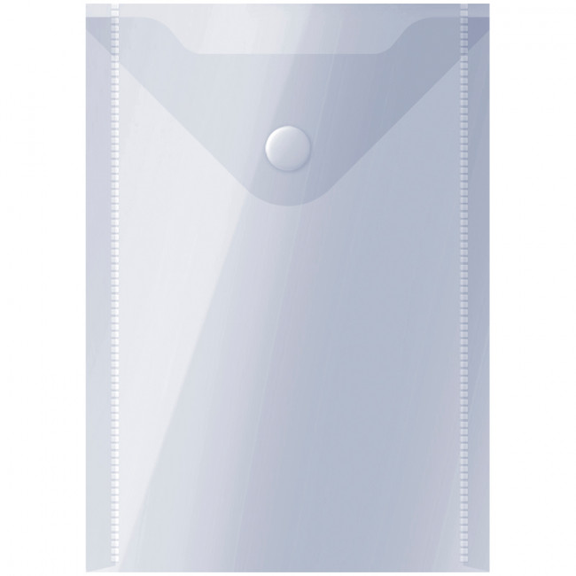 Папка-конверт на кнопке СТАММ А6 (105*148мм), 150мкм, пластик, прозрачная, бесцветная